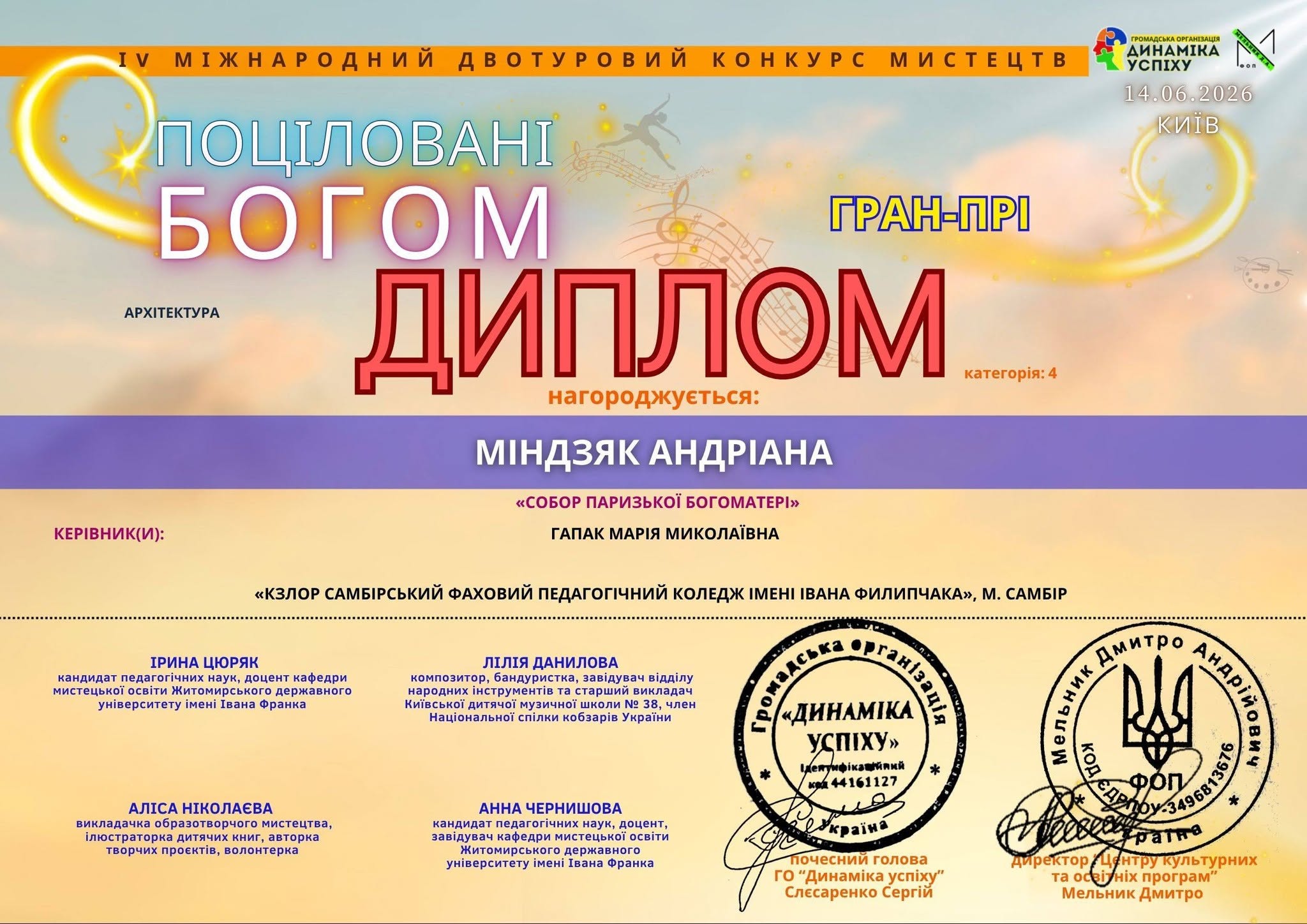 АНДРІАНА МІНДЗЯК СЕРЕД ПОЦІЛОВАНИХ БОГОМ